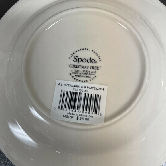 Spode Christmas Tree Bread & Butter Plates Green Band Lot of 3 - Retail $26 each - Picture 7 of 7